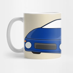 Blue sports car with airfoil illustration Mug